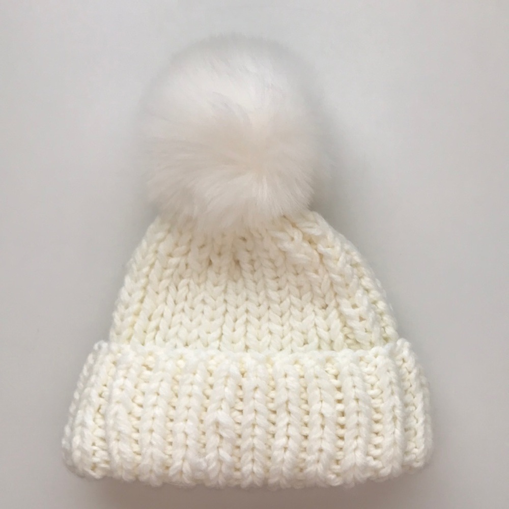 Free People White Knit Beanie